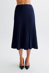 Jolene Rib Knit Midi Skirt - Navy